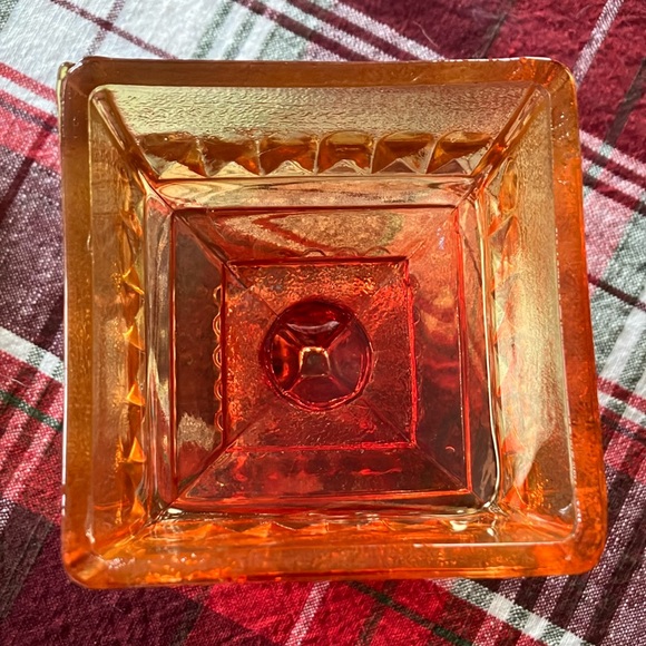 Vintage Amber and Red Glass Candy Dish - Picture 3 of 6